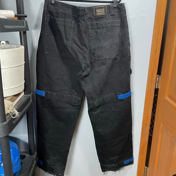 VTG 90s Marithe Francois Girbaud Black Skater Distressed Wide Leg Jeans Men's 40 - Picture 7 of 10